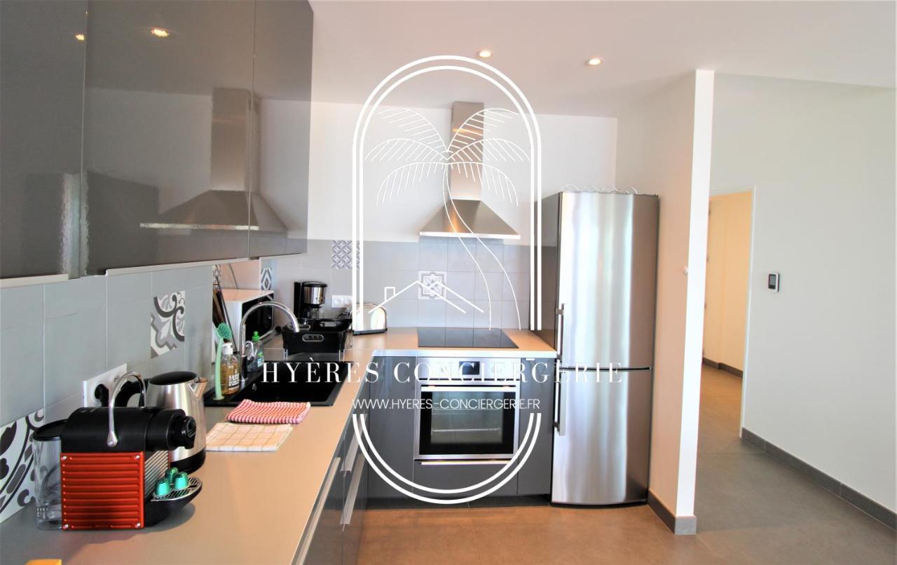 Villa Antoine Appartement Rdj Vue Mer Clim Wifi Parking Plage 50M La Garonne Le Pradet Kültér fotó