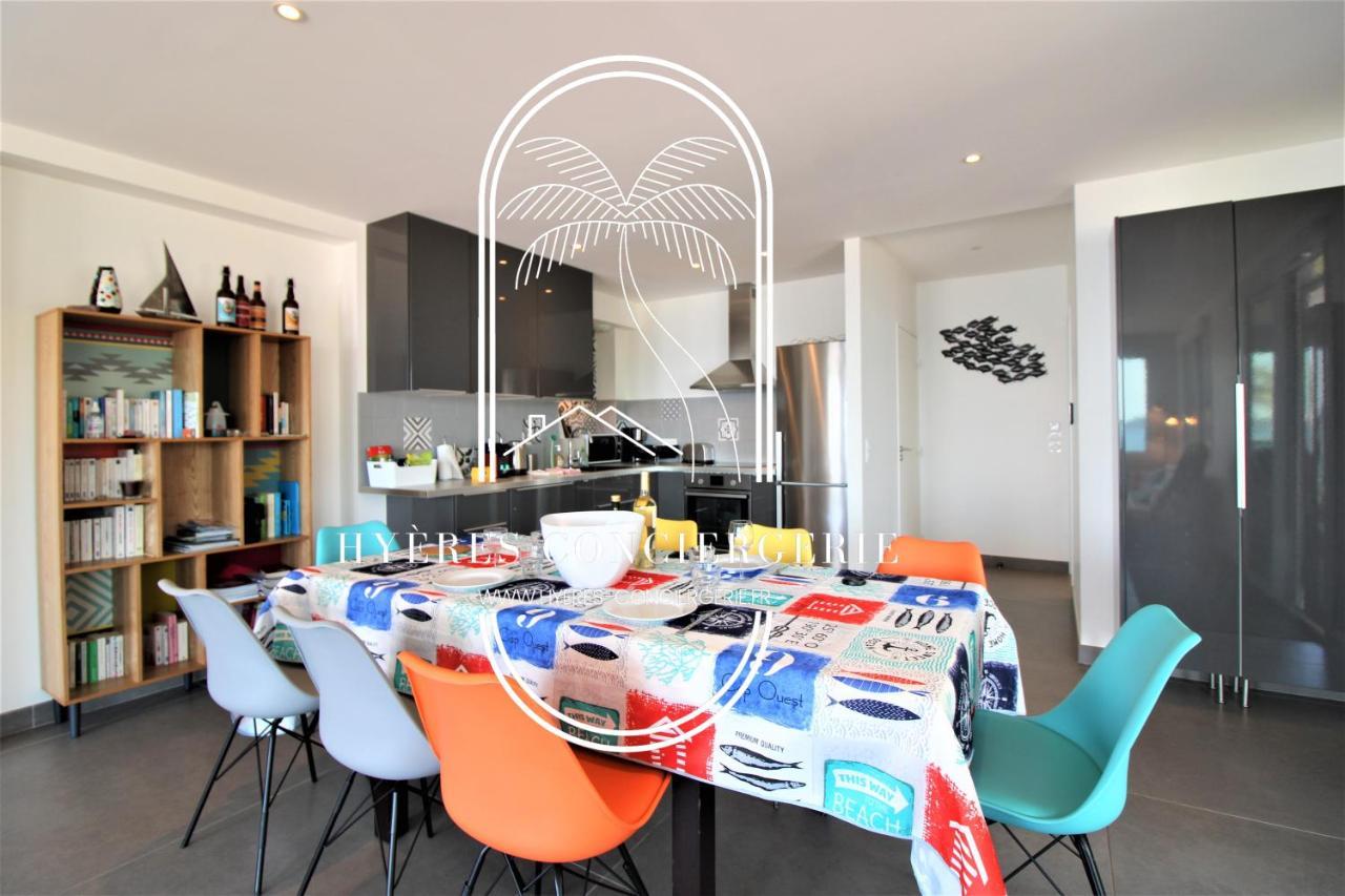 Villa Antoine Appartement Rdj Vue Mer Clim Wifi Parking Plage 50M La Garonne Le Pradet Kültér fotó