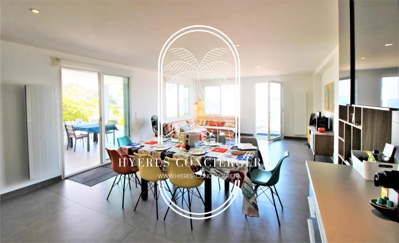 Villa Antoine Appartement Rdj Vue Mer Clim Wifi Parking Plage 50M La Garonne Le Pradet Kültér fotó