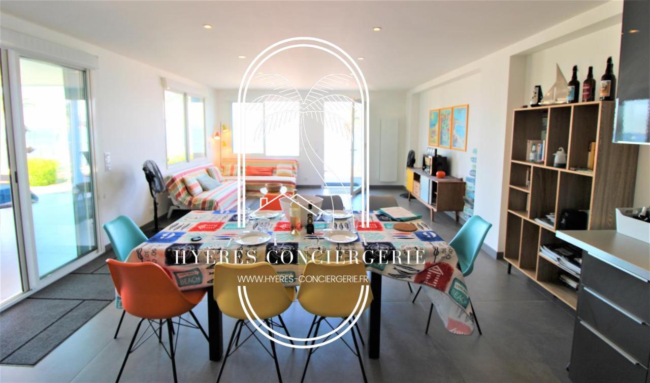 Villa Antoine Appartement Rdj Vue Mer Clim Wifi Parking Plage 50M La Garonne Le Pradet Kültér fotó