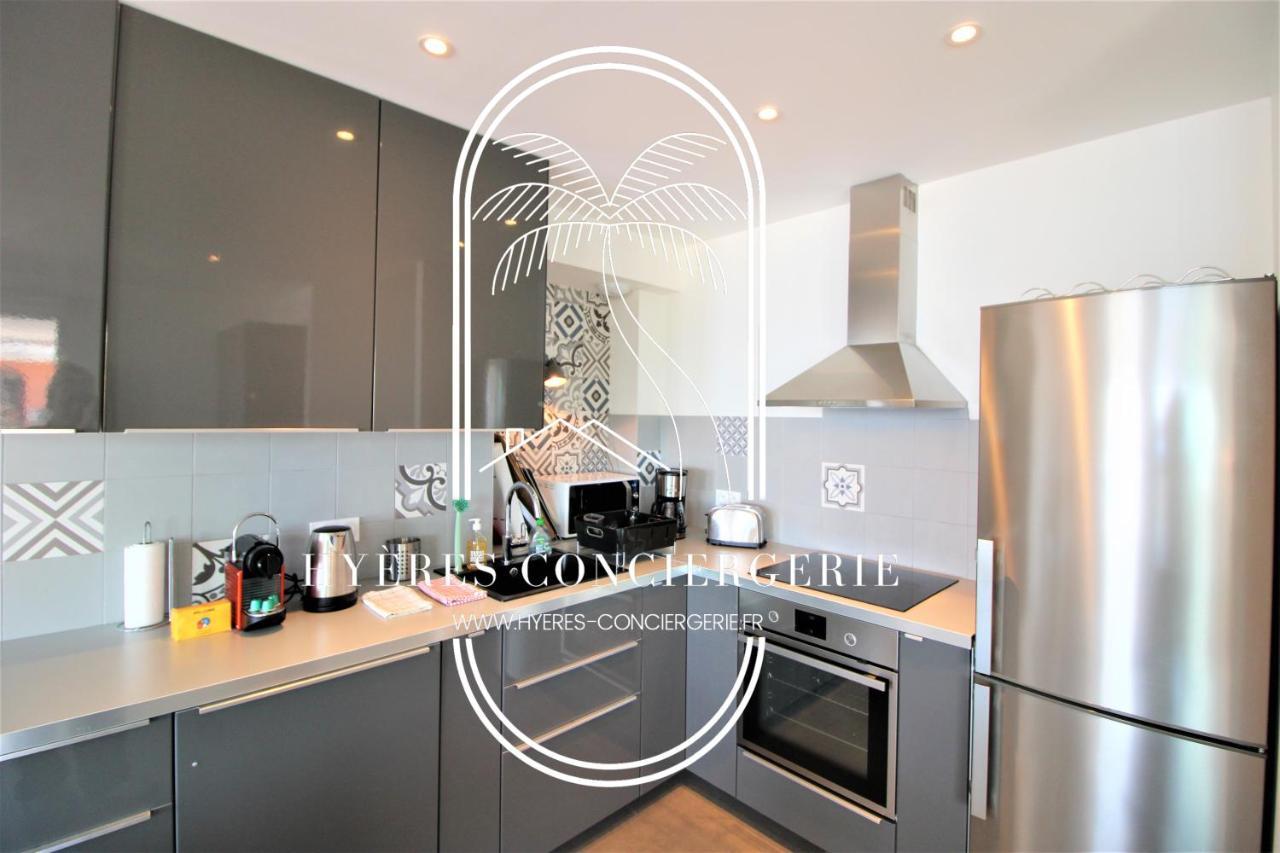 Villa Antoine Appartement Rdj Vue Mer Clim Wifi Parking Plage 50M La Garonne Le Pradet Kültér fotó